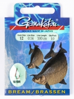 Крючки с поводком Gamakatsu BOOKLET BREAM 1010R разм. 14-0.12мм 100см 10шт.