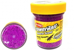 фото - Паста форелевая Berkley PowerBait Nyrnph/Gltr (нимфа фиолетовый с блестками) 50g