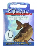 Крючки с поводком Gamakatsu BOOKLET CARP 3310F разм. 04-0.28мм 60см 10шт.