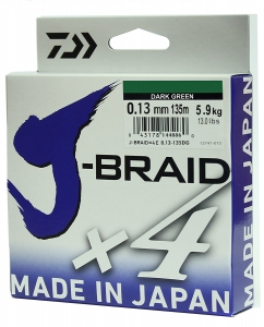 фото - Леска плетеная DAIWA J-Braid X4 0,13мм 135м (зеленая)