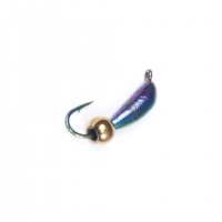 Мормышка вольфрамовая Lucky John БАНАН спортивный, цвет бензин, с петелькой и золотым диско-шаром, 025