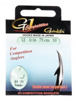 Крючки с поводком Gamakatsu BOOKLET FEEDER G1-101 разм. 12-0.14мм 75см 10шт.
