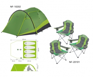 фото - Комплект Norfin: палатка 4-х мест. RUDD 3+1 NF + 3 складных кресла RAUMA