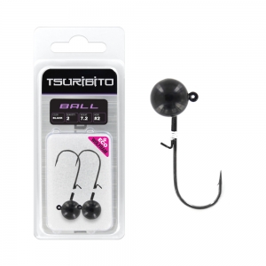 фото - Джигголовка вольфрамовая Tsuribito Tungsten Jig Heads Ball, крючок 1/0, вес 10.6 г, 2 шт., цвет черный