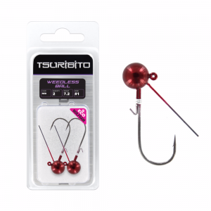 фото - Джигголовка вольфрамовая Tsuribito Tungsten Jig Heads Weedless Ball, крючок 1, вес 7.2 г, 2 шт., цвет красный