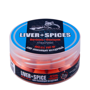 фото - Бойлы Насадочные Плавающие Sonik Baits Liver-Spices Fluo Pop-Ups 10 Мм 50Мл (Печень+Специи)
