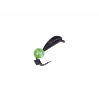 Мормышка вольфрамовая Lucky John БАНАН спортивный с петелькой и бисером зеленый кошачий глаз 030