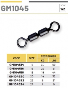 фото - Вертлюги двойные COLMIC SWIVELS DOUBLE H.S №22 9кг 12шт