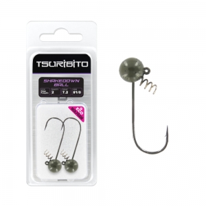 фото - Джигголовка вольфрамовая Tsuribito Tungsten Jig Heads Shakedown Ball, крючок 1/0, вес 7.2 г, 2 шт., цвет зеленая тыква