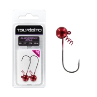Джигголовка вольфрамовая Tsuribito Tungsten Jig Heads Shakedown Ball, крючок 1/0, вес 7.2 г, 2 шт., цвет красный