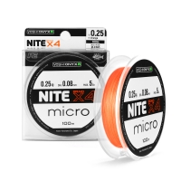 Леска плетеная Yoshi Onyx NITE Micro х4 Orange, 0.25#, 0.08мм, 100м